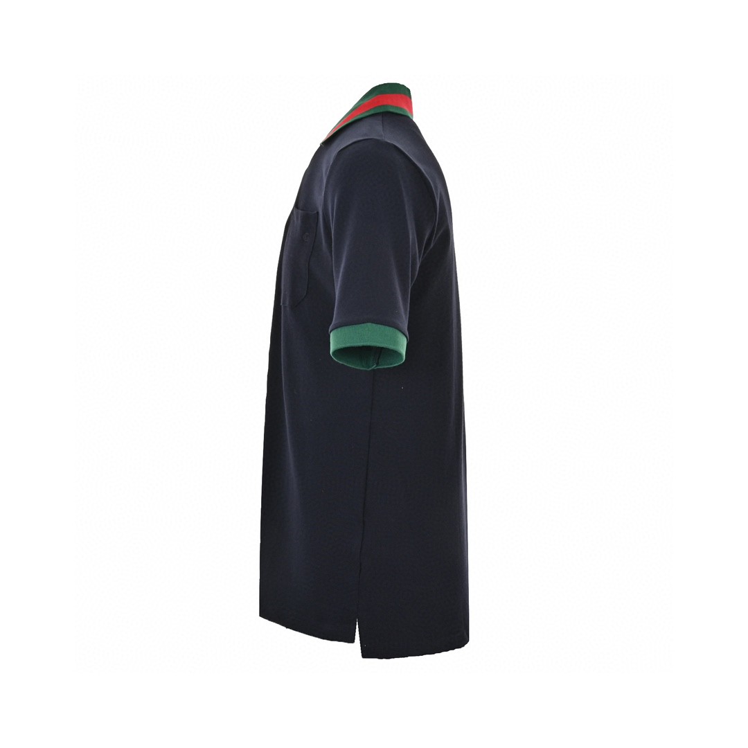 Gucci/古驰 24ss 红绿领刺绣双G口袋Polo短袖