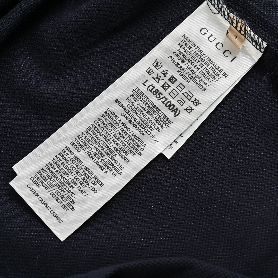 Gucci/古驰 24ss 红绿领刺绣双G口袋Polo短袖