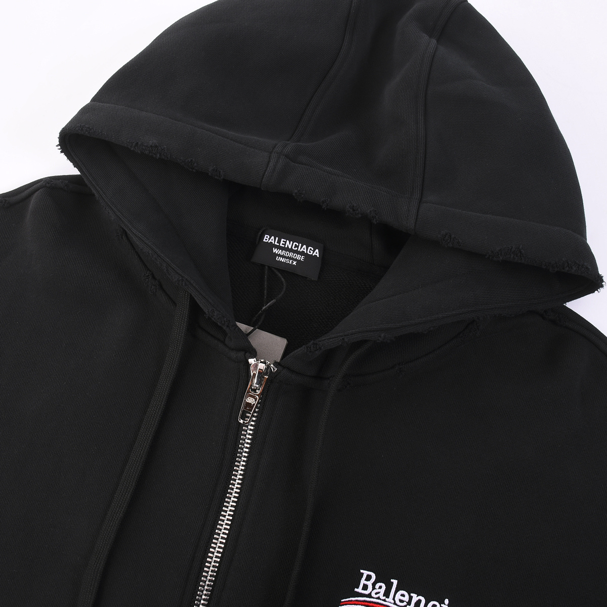 BALENCI*GA巴黎25ss 经典可乐海浪花LOGO反面刺绣洗水做旧磨烂连帽外套-High Quatity Cheap Brand wholesale wholesaler seller Clothes Bags handbags Sneakers Top Fashion Clothing Shoes from China Factory Chinese suppliers best Quality Beautiful Price BALENCI*GA巴黎25ss 经典可乐海浪花LOGO反面刺绣洗水做旧磨烂连帽外套