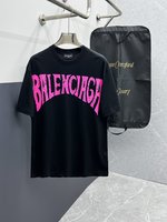 Balenciaga Clothing T-Shirt Black White Unisex Cotton Spring/Summer Collection Fashion Short Sleeve