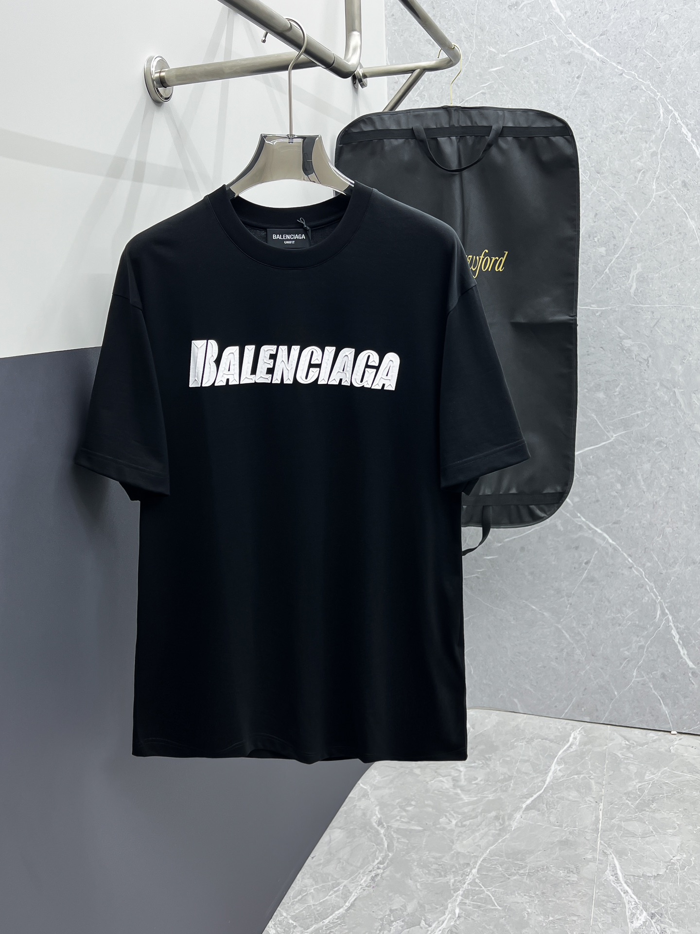Balenciaga High
 Clothing T-Shirt Black White Unisex Cotton Spring/Summer Collection Fashion Short Sleeve
