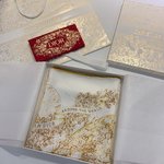 Dior Scarf Gold White Sewing Silk