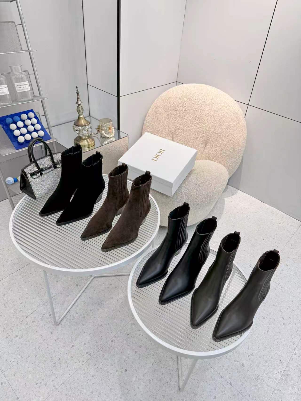 dior black ribbed knit ankle boots