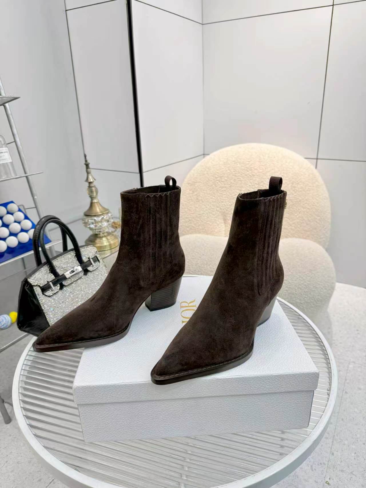 dior brown monogram knit ankle boots