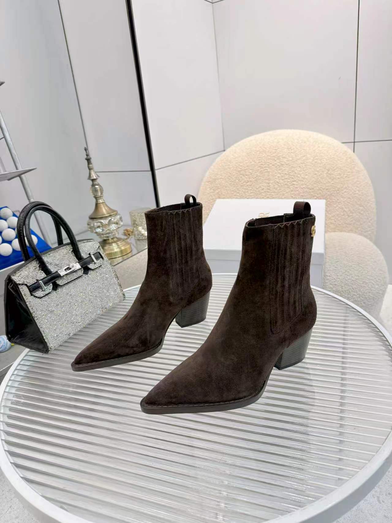 dior brown monogram knit ankle boots