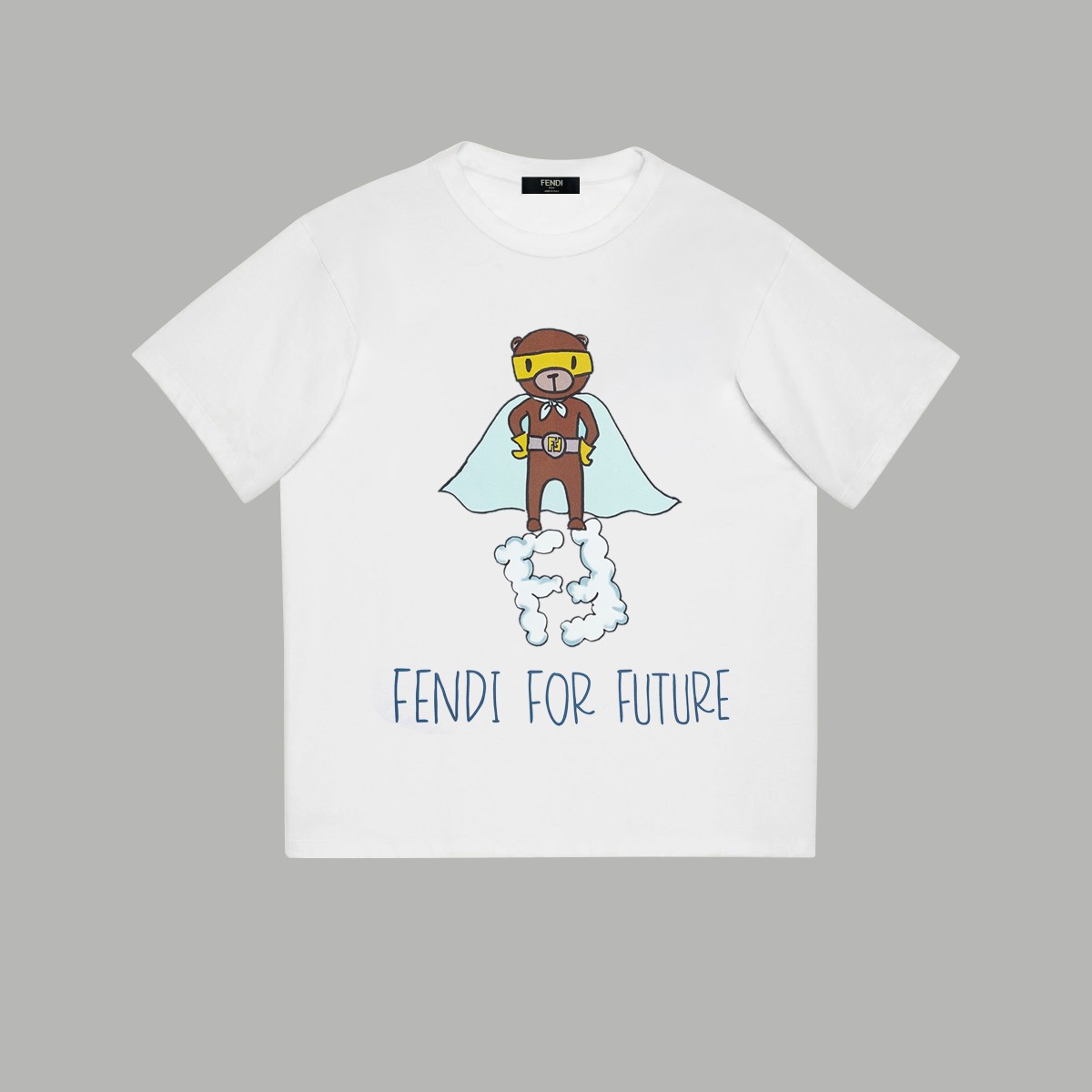 Fendi Clothing T-Shirt Printing Unisex Combed Cotton Short Sleeve