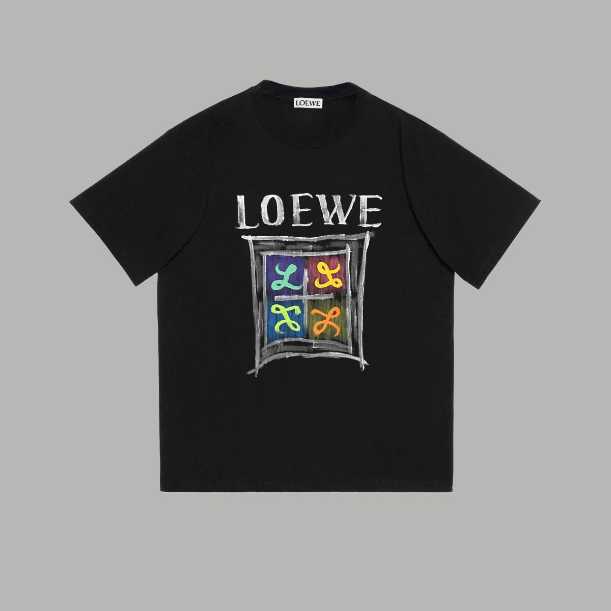 Loewe Clothing T-Shirt Doodle Printing Unisex Cotton Short Sleeve