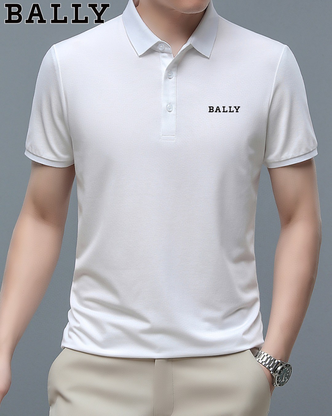 Bally Kleidung Polo T-Shirt Schwarz Blau Grün Rosa Weiß Sommerkollektion Kurzarm