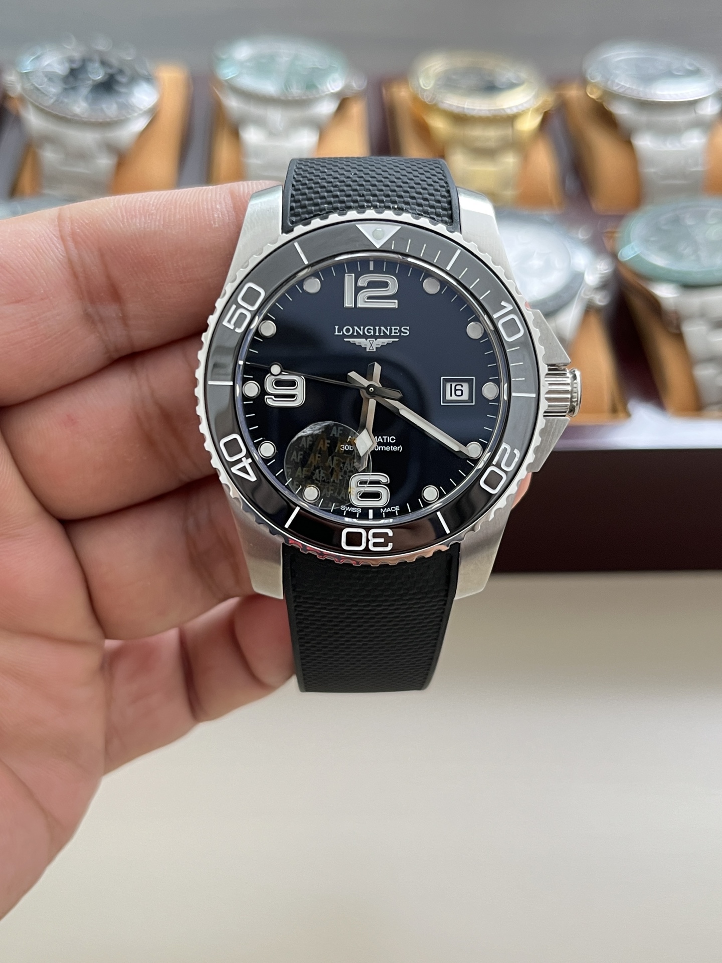론진 콘퀘스트 41mm 블랙 러버 AF공장 시계 레플리카 44515