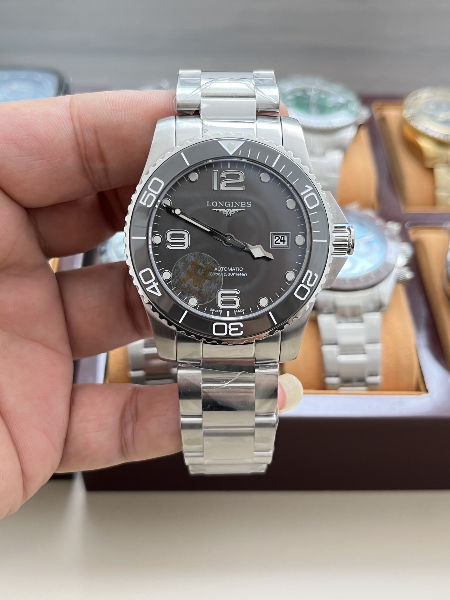 론진 콘퀘스트 41mm 그레이 스틸브레이슬릿 AF공장 시계 레플리카 44509