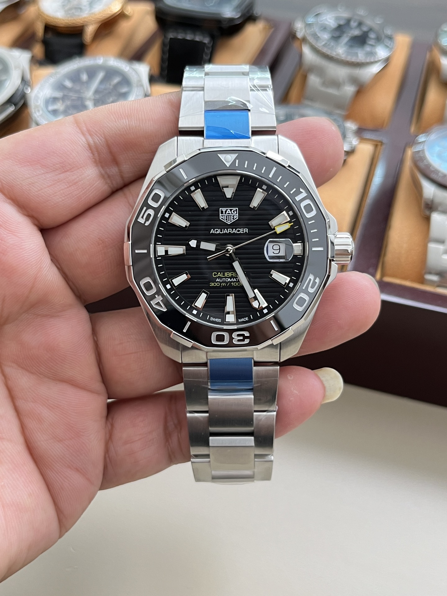 태그호이어 아쿠아레이서 43mm SW200 오토매틱 동관 공장 남성 시계 레플리카 45503