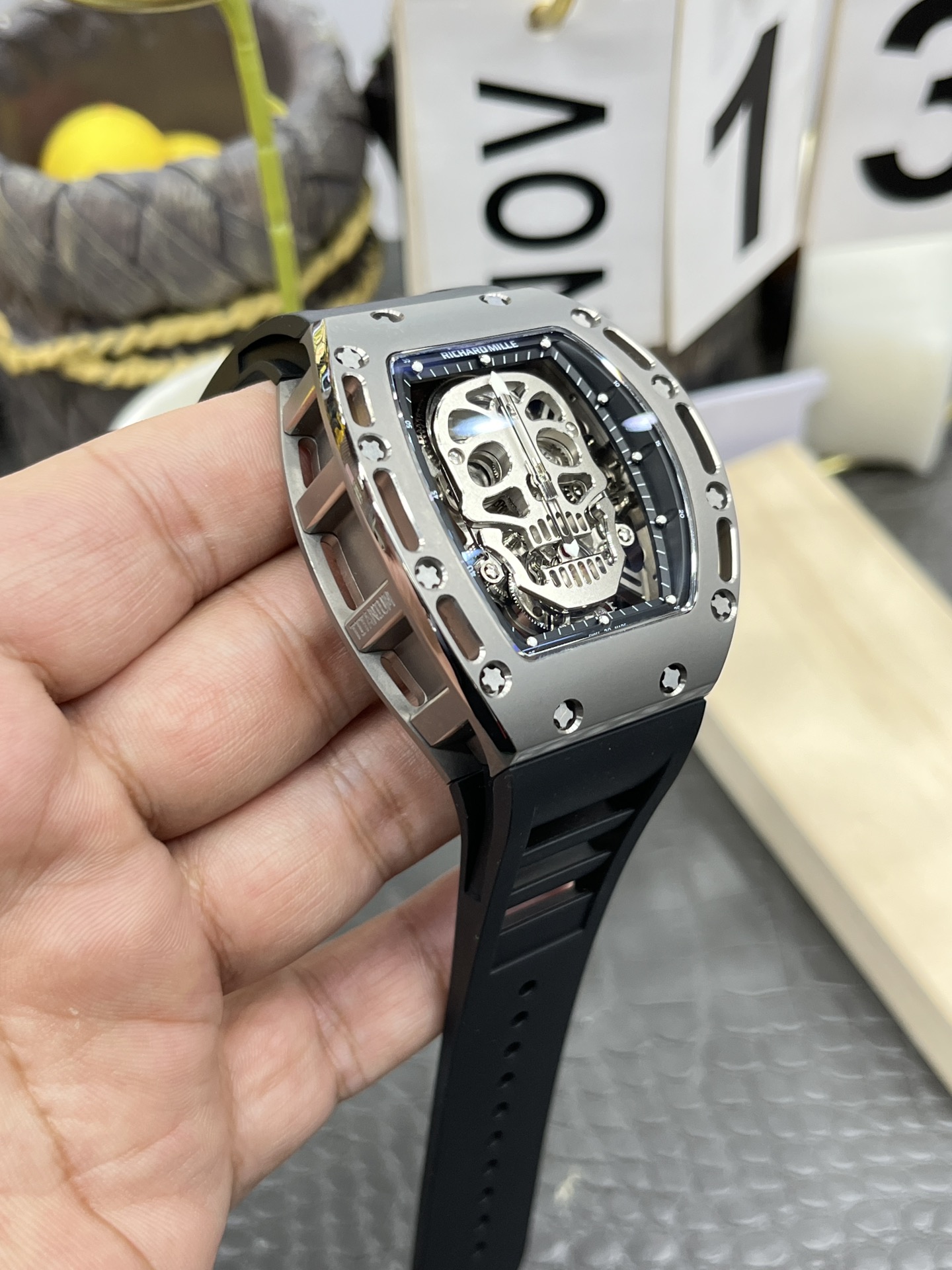리차드밀 RM052 스컬 투르비용 오토매틱 남성 시계 레플리카 44880 Richard Mille 이미지 4