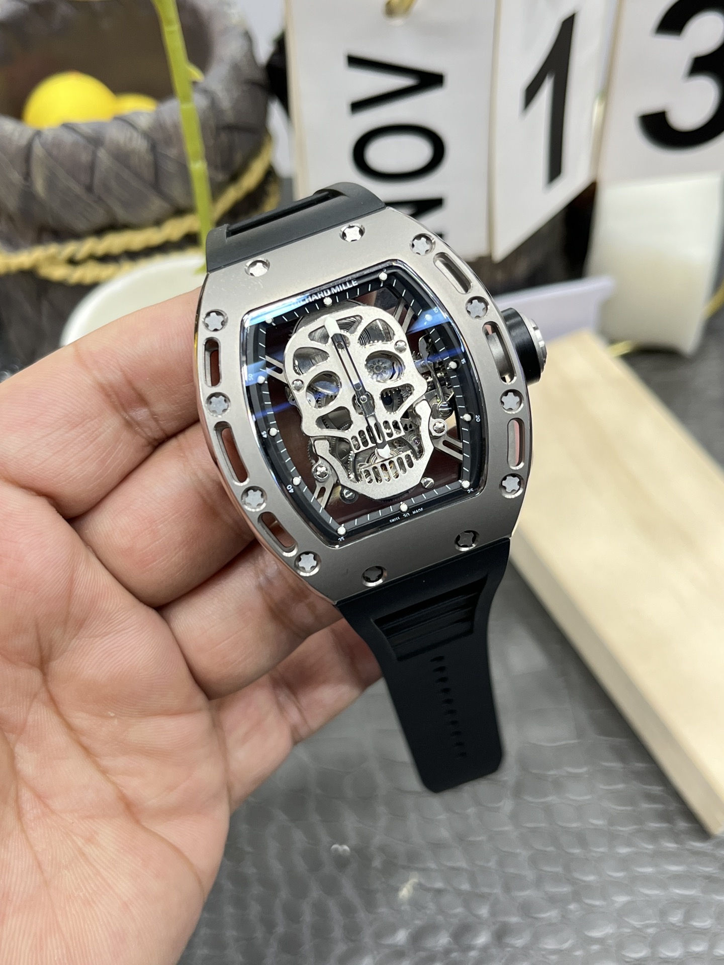 리차드밀 RM052 스컬 투르비용 오토매틱 남성 시계 레플리카 44880 Richard Mille 이미지 3