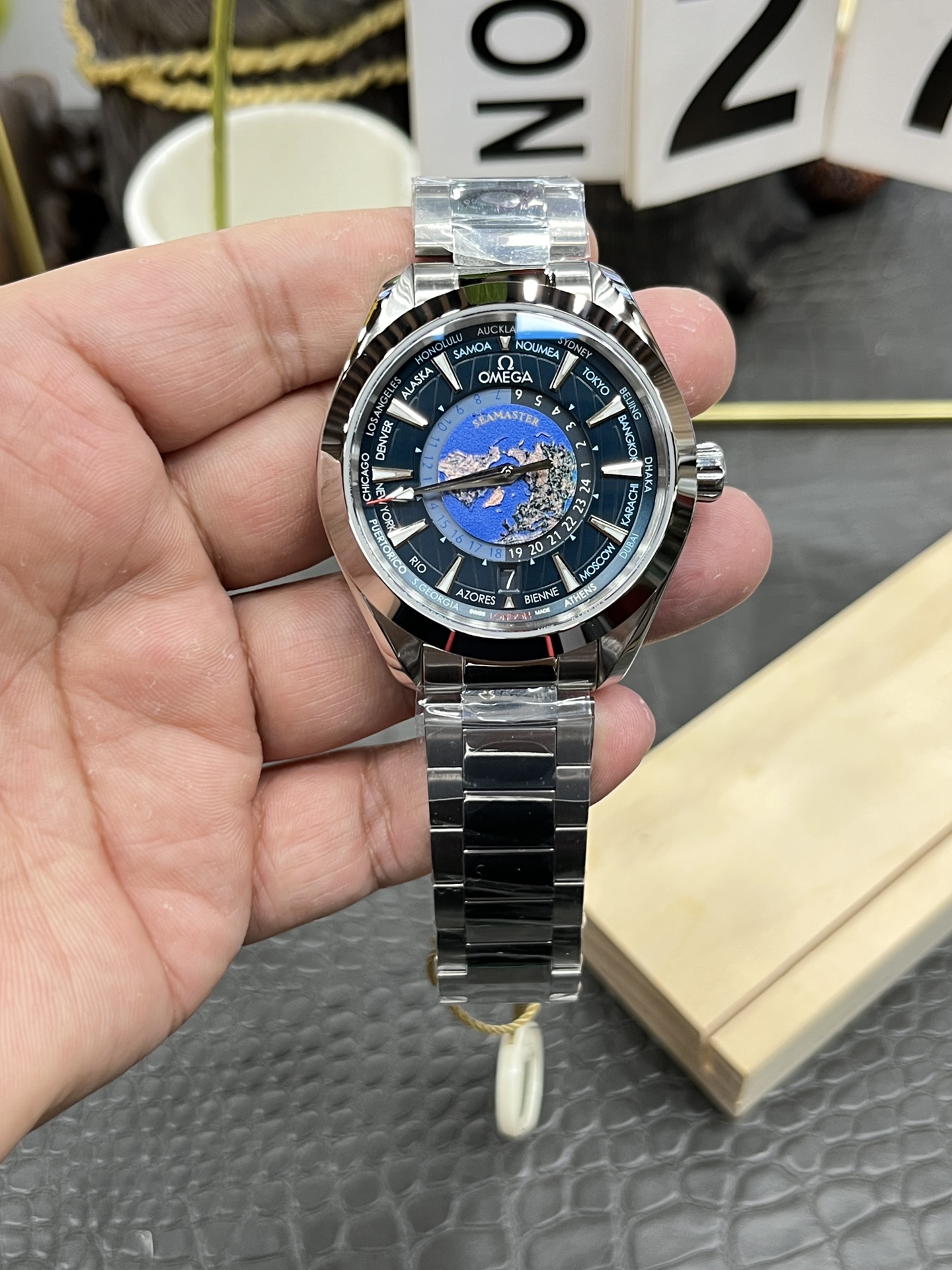 오메가 씨마스터 아쿠아테라 월드타이머 43mm 남성 자동 기계식 스틸브레이슬릿 N1공장 시계 레플리카 44588
