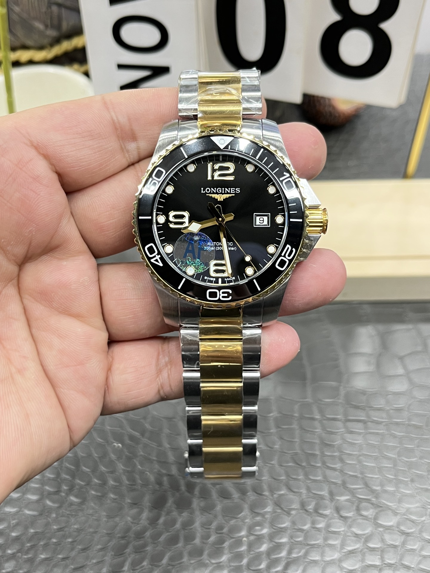 론진 콘퀘스트 43mm 투톤 블랙 스틸브레이슬릿 AF공장 시계 레플리카 44499