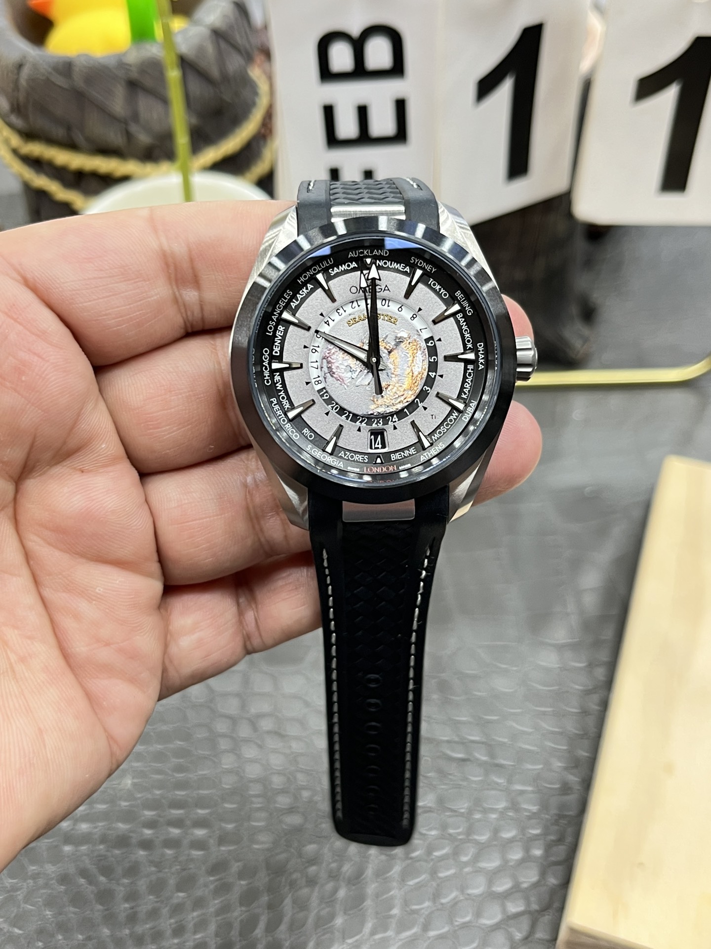 오메가 씨마스터 아쿠아테라 월드타이머 43mm 남성 자동 기계식 러버스트랩 VS공장 시계 레플리카 44589