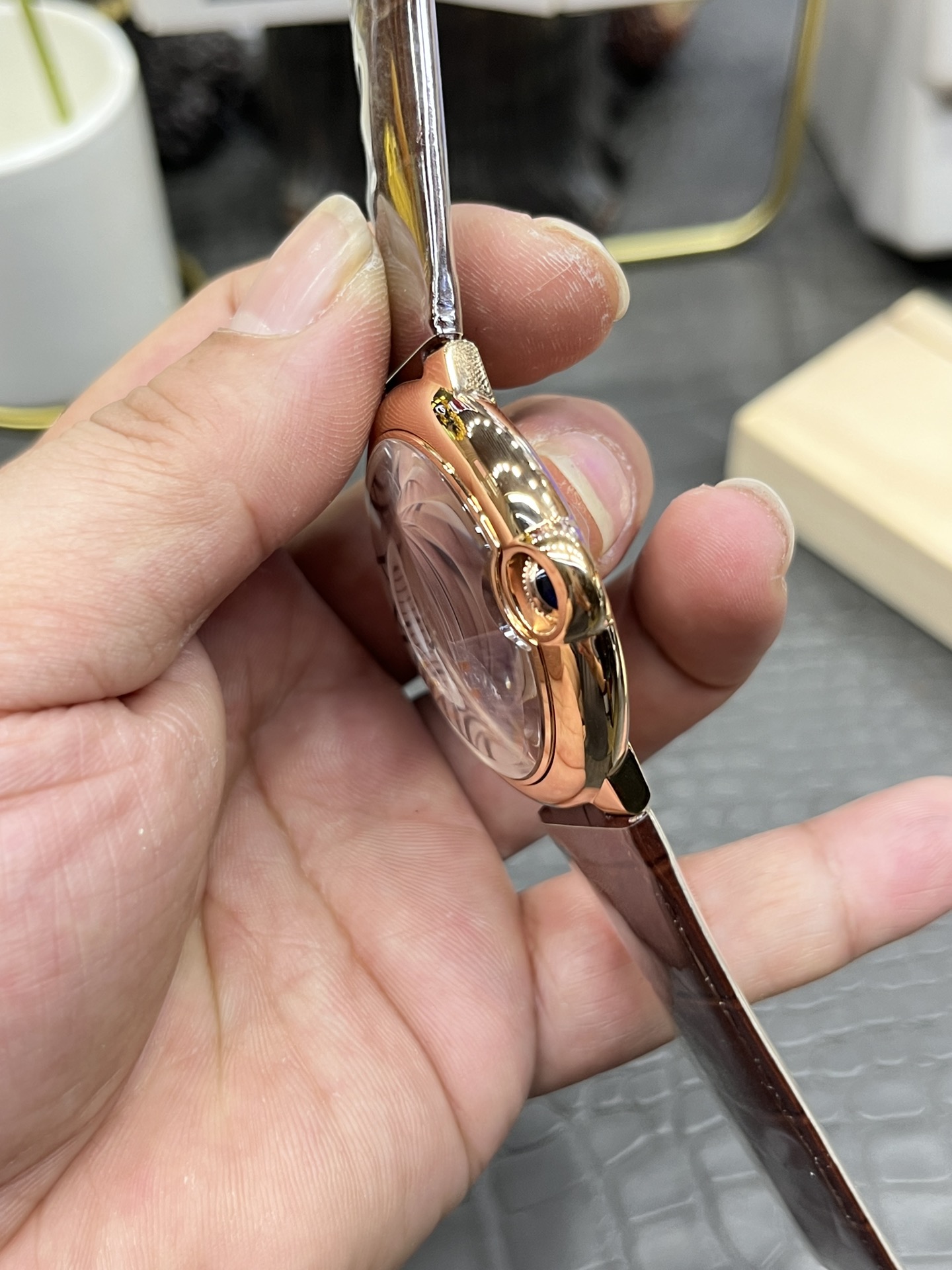 AF Cartier Blue Balloon/42mm Rose Gold Belt/ Seagull 2824 fully automatic