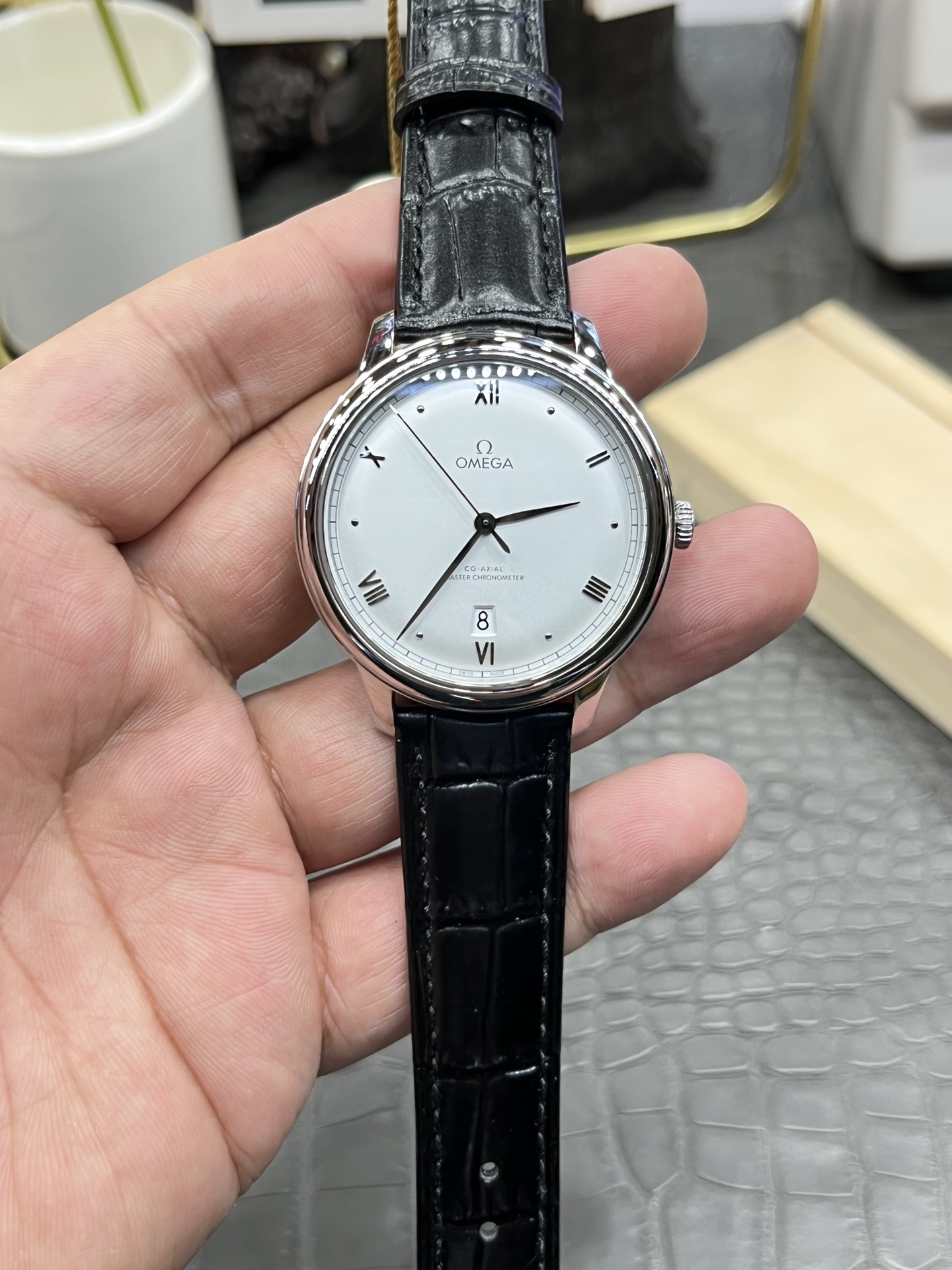 오메가 드빌 40mm 남성 자동 기계식 KY공장 시계 레플리카 44585