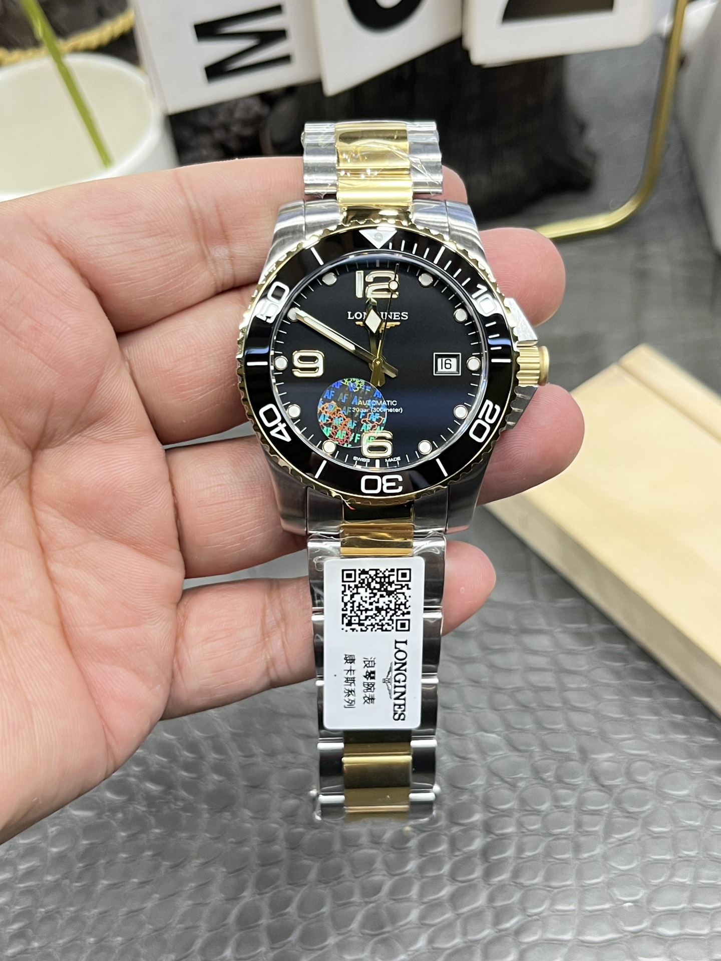 론진 콘퀘스트 41mm 투톤 블랙 스틸브레이슬릿 AF공장 시계 레플리카 44497