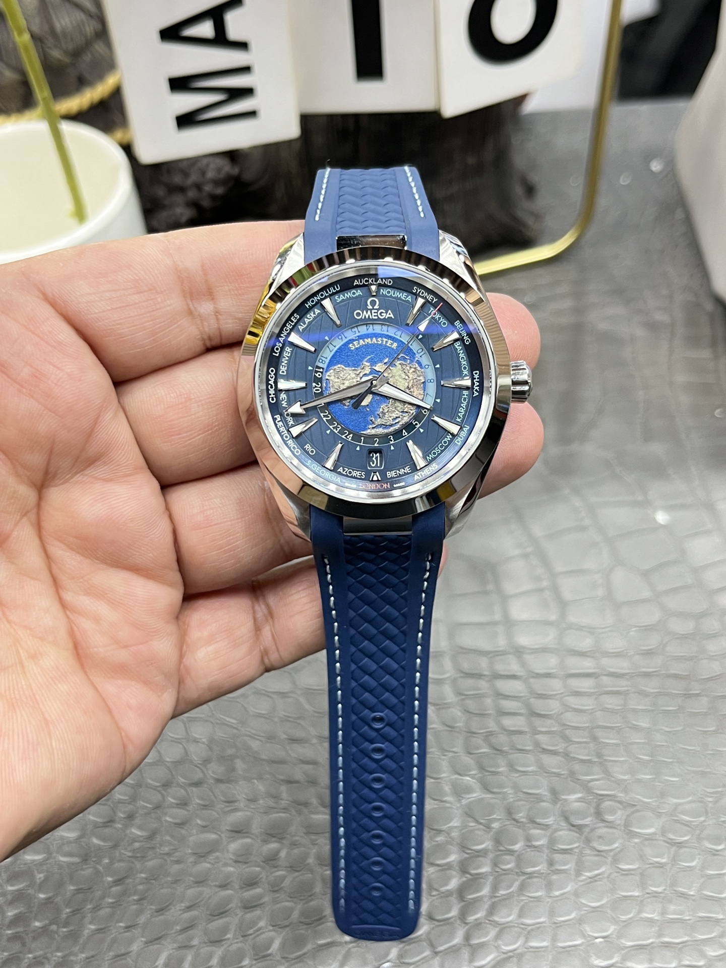 오메가 씨마스터 아쿠아테라 월드타이머 43mm 남성 자동 기계식 러버스트랩 VS공장 시계 레플리카 44587