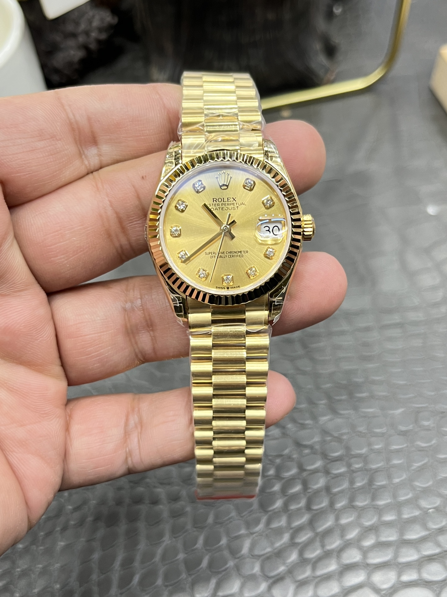NO:158239,GS Rolex Log Series/31mm full gold diamond surface/equipped with Hangzhou Cal.2236 fully automatic machinery, rolex19860909GS劳力士日志系列/31mm全金钻面/搭载杭州Cal.2236全自动机械,,rolex,Watch