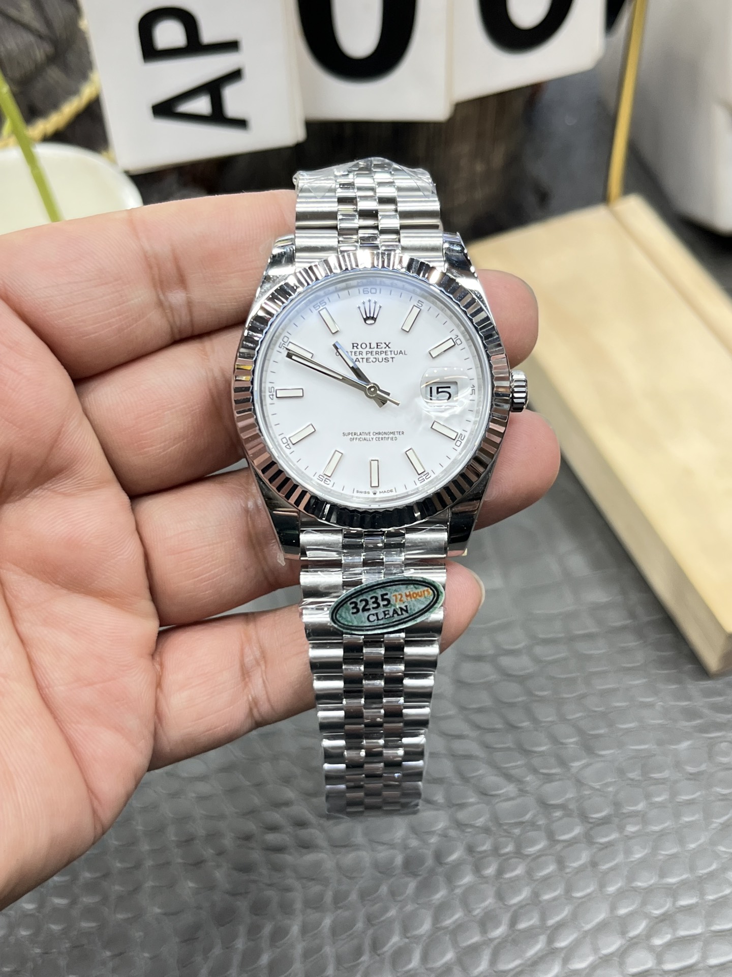 NO:158250,CVS Rolex log type/41mm square stone white surface log/Shanghai-changed Dandong integrated fully automatic machinery, Rolex19860909CVS劳力士日志型/41mm方石白面日志/上海改丹东一体全自动机械,,rolex,Watch
