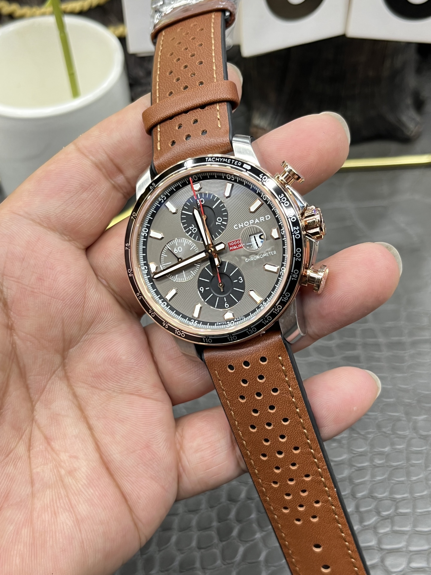 쇼파드 밀레밀리아 레이싱 공장 7750 크로노그래프 남성 시계 레플리카 45078 Chopard 이미지 5
