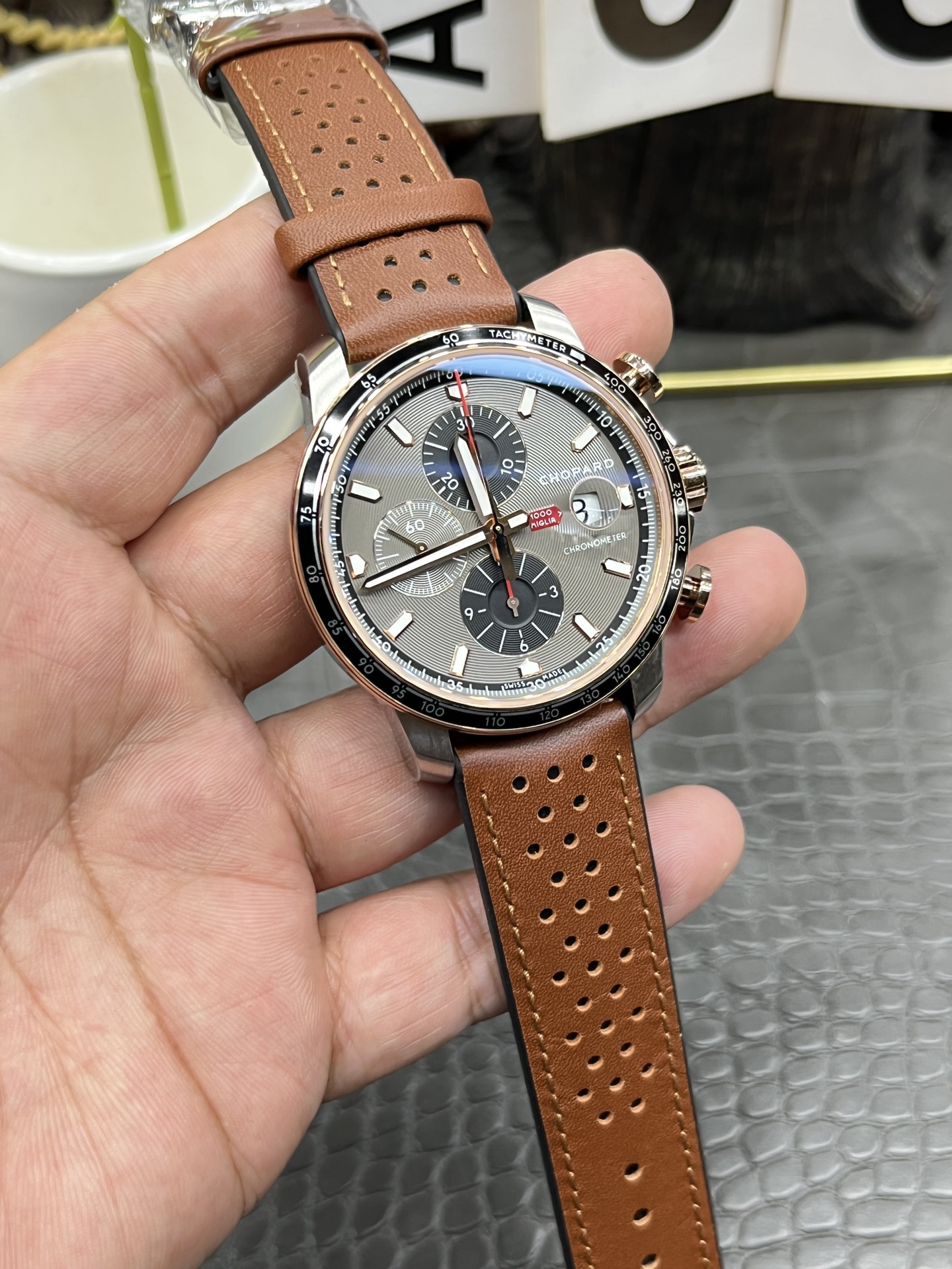 쇼파드 밀레밀리아 레이싱 공장 7750 크로노그래프 남성 시계 레플리카 45078 Chopard 이미지 4