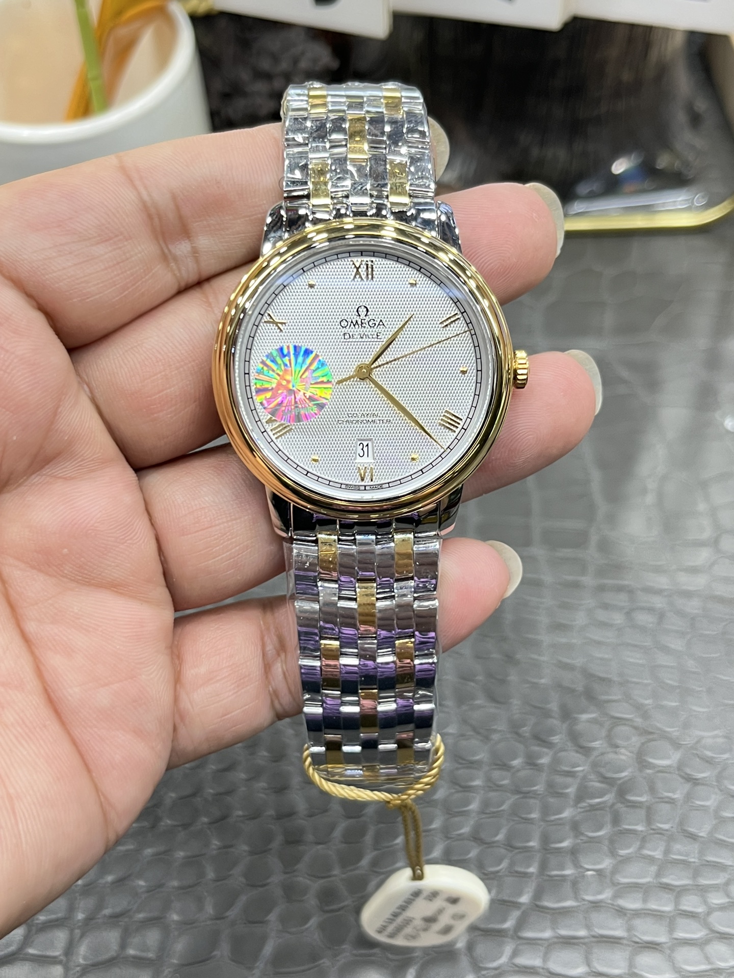 오메가 드빌 39.5mm 투톤 남성 자동 기계식 A+공장 시계 레플리카 44576