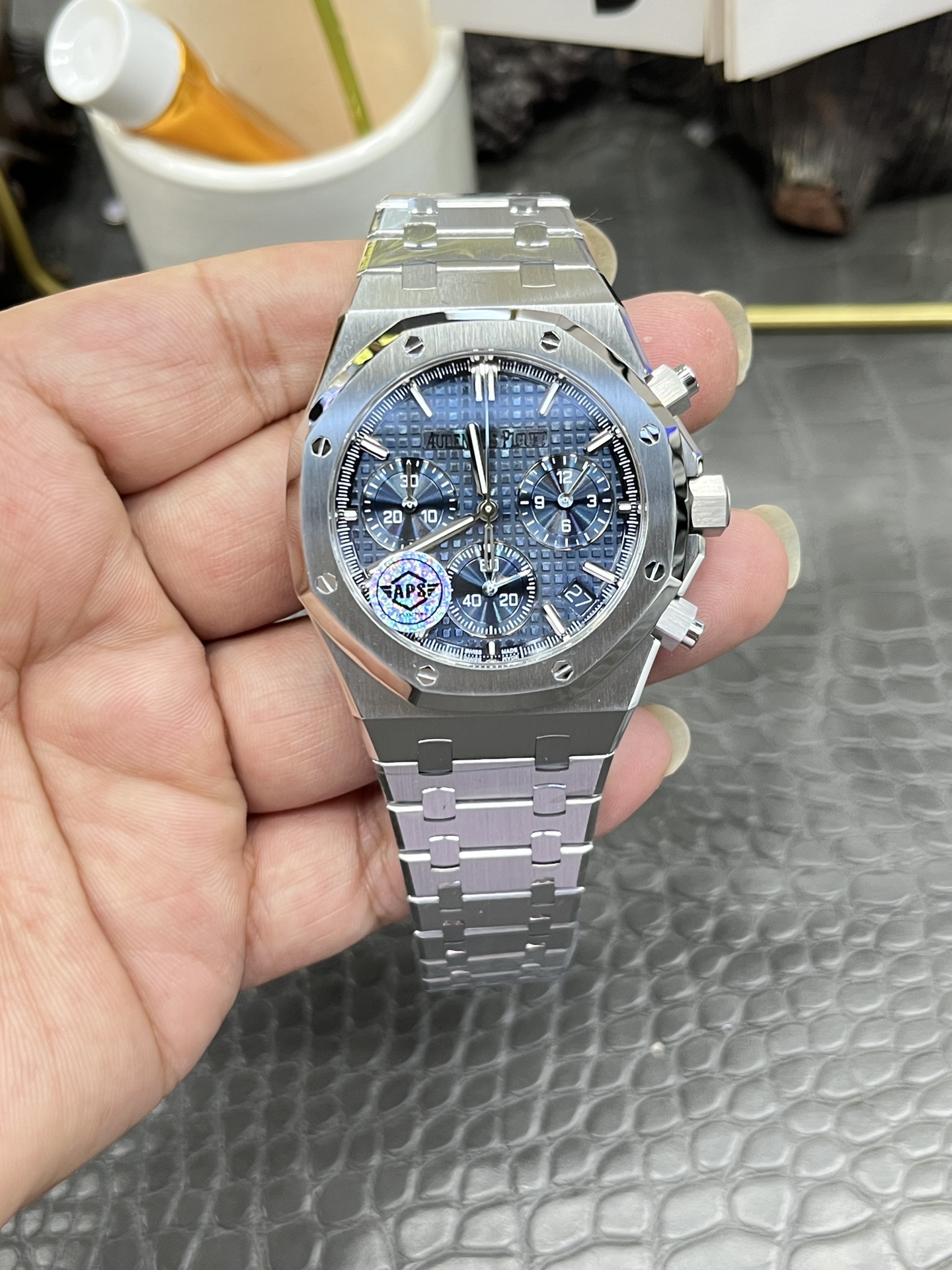 Audemars Piguet Royal Oak 26240 Flyback Chronograph 41mm White Steel Blue