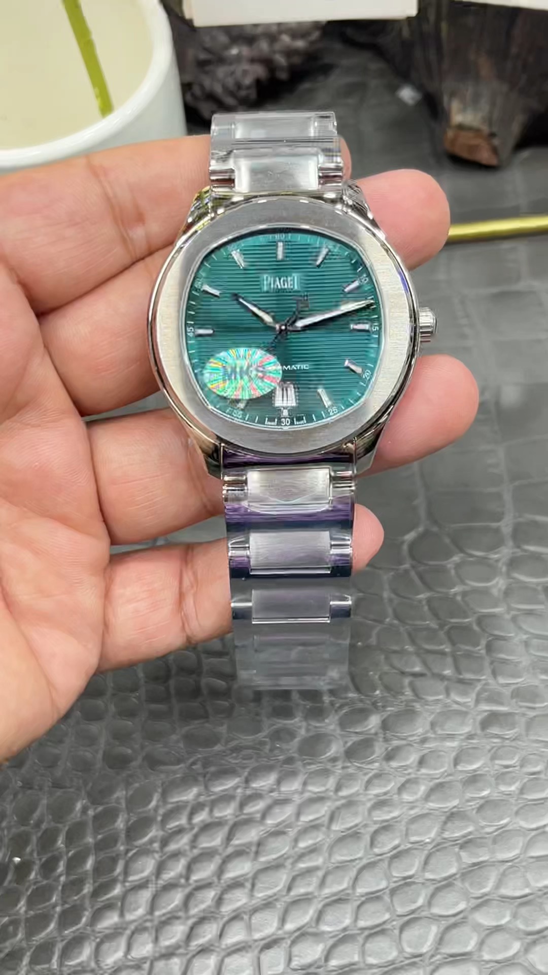 Piaget Polo Green Dial Stainless Steel Automatic Men's Watch 42 mm