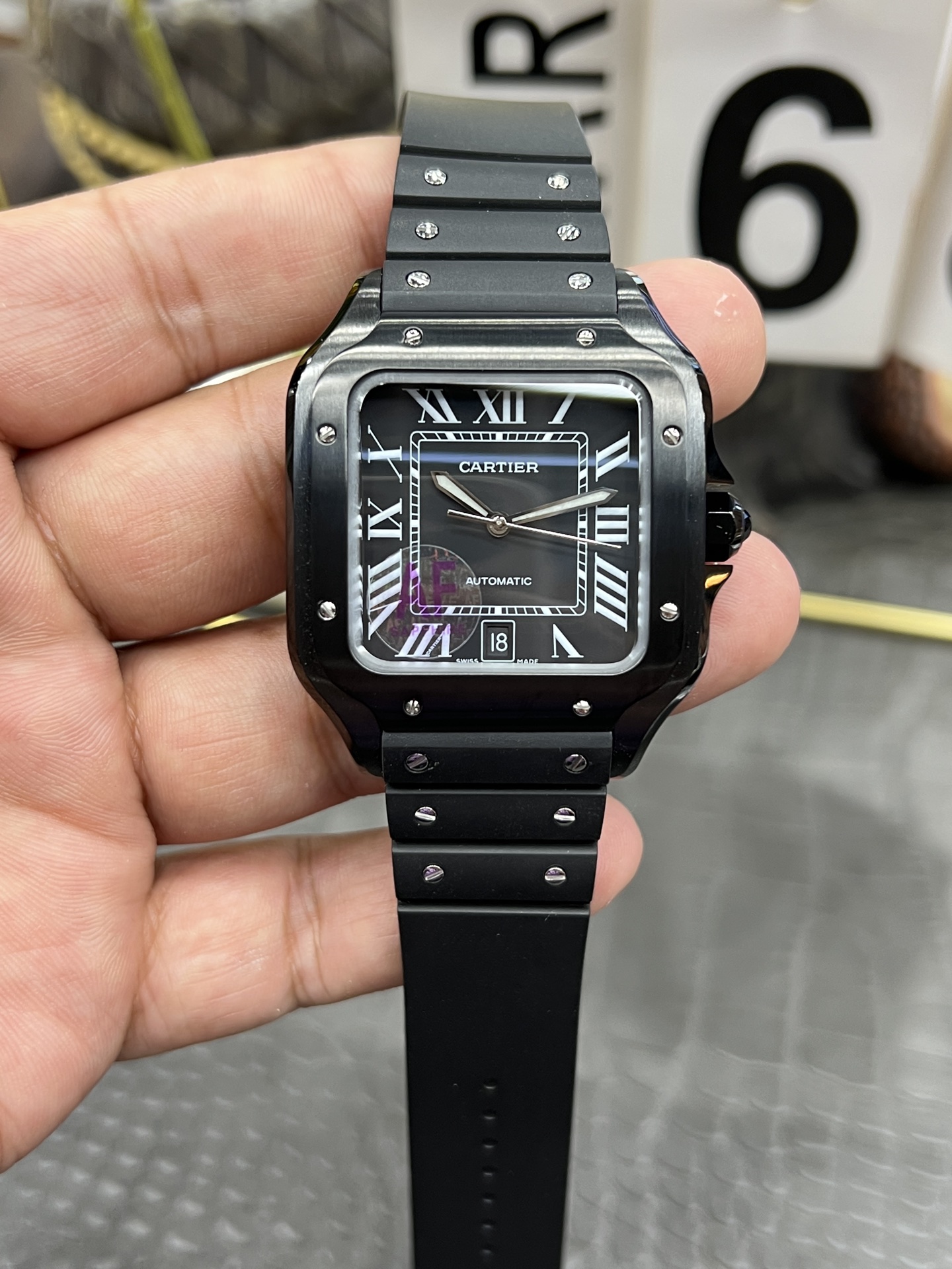 까르띠에 산토스 39.8×47.5mm 39.8mm AF공장 2824 오토매틱 무브먼트 시걸 무브먼트 오토매틱 무브먼트 블랙 스틸밴드 레플리카 42574