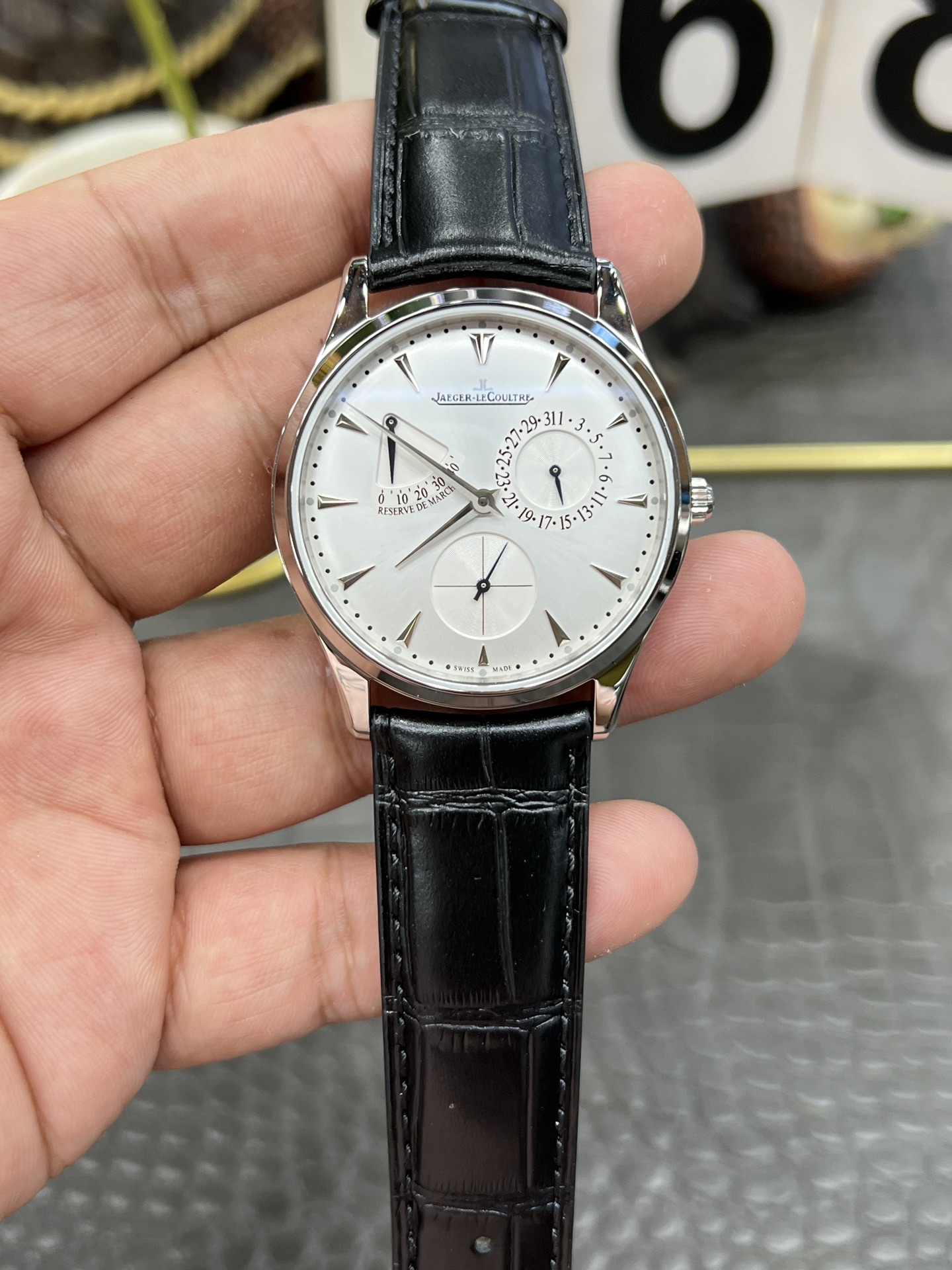 Jaeger-LeCoultre Master Ultra Thin Moon Men's Watch, Black Leather Strap 2 i1750511251191 5657 0 0