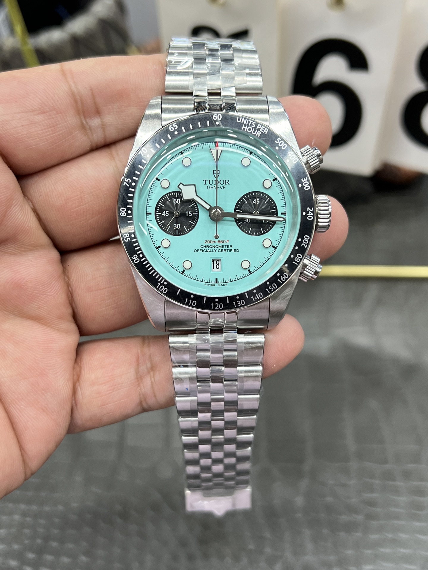 튜더 블랙베이 크로노그래프 딥블루 다이얼 41mm 3T 공장 7750 남성 시계 레플리카 45571