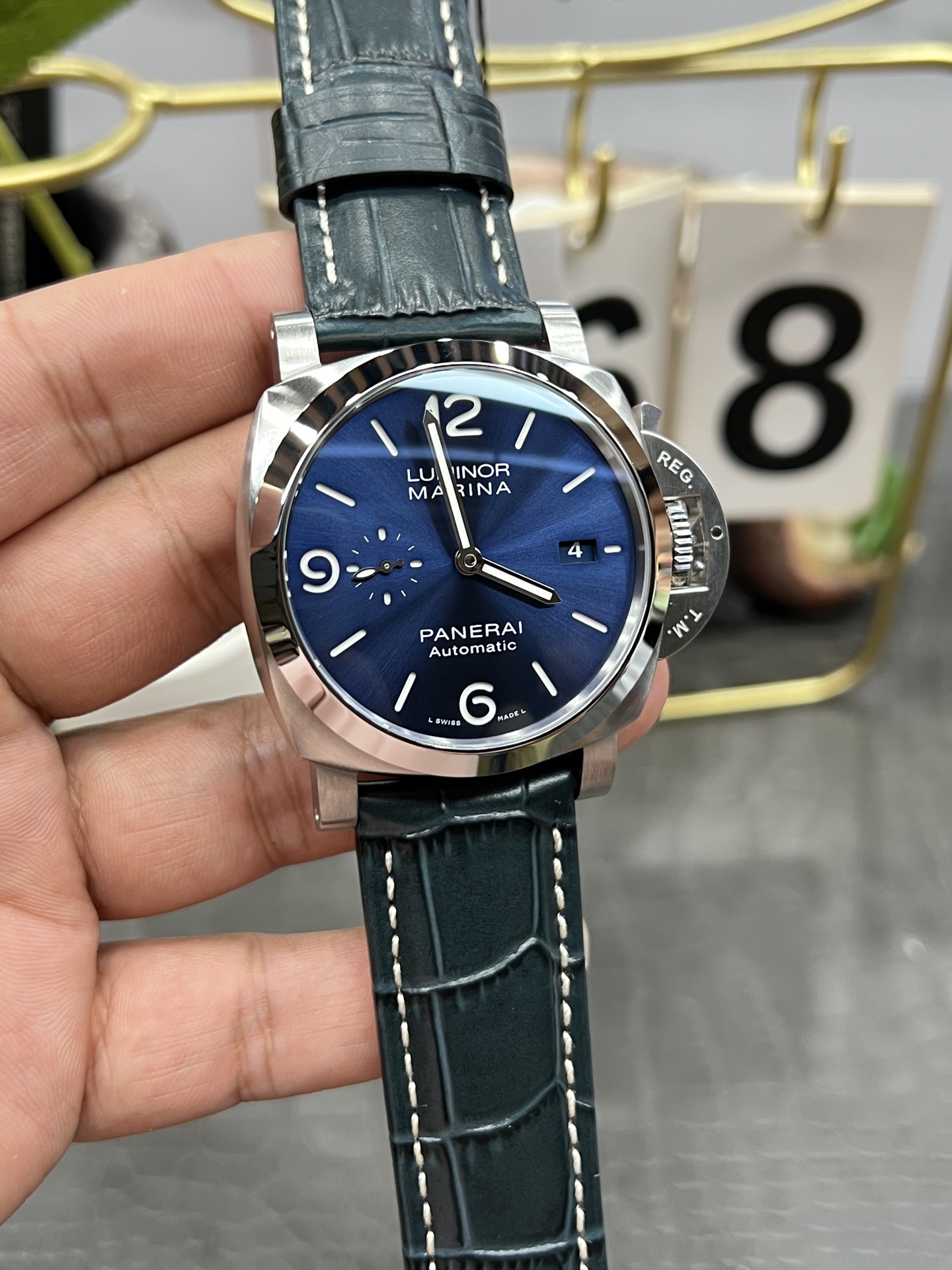 파네라이 PAM1313 블루 다이얼 자동 시계 이미지 4