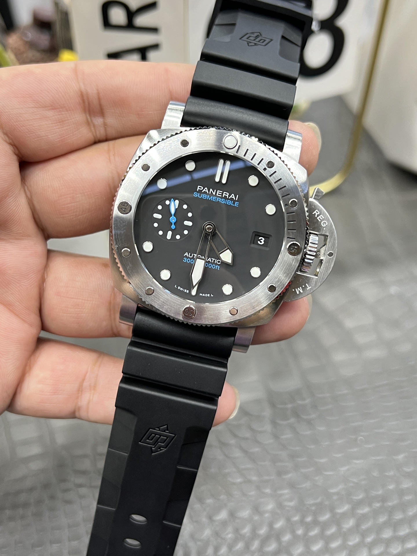 파네라이 PAM1229 블루 바늘 자동 시계 이미지 3
