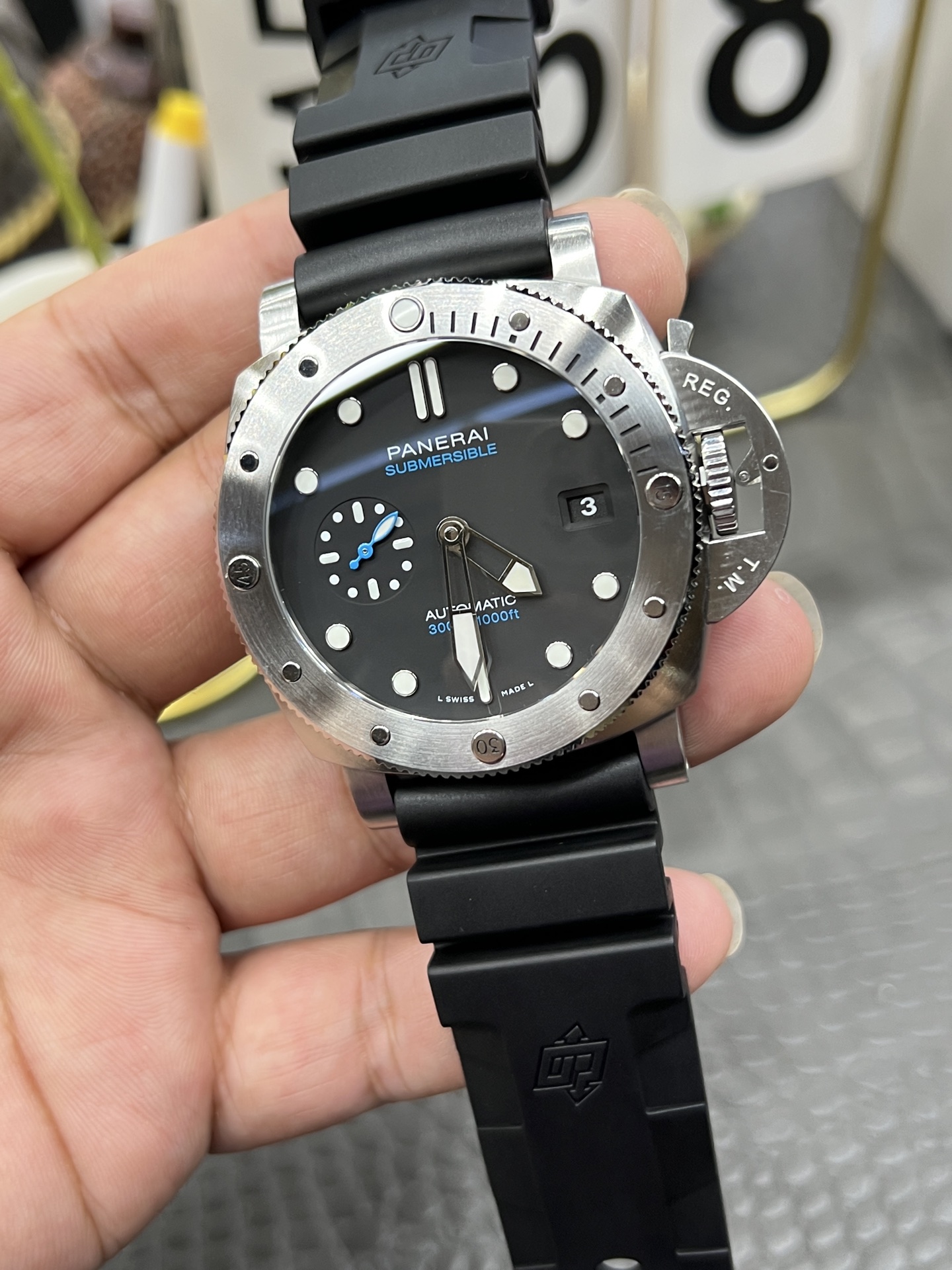 파네라이 PAM1229 블루 바늘 자동 시계 이미지 5