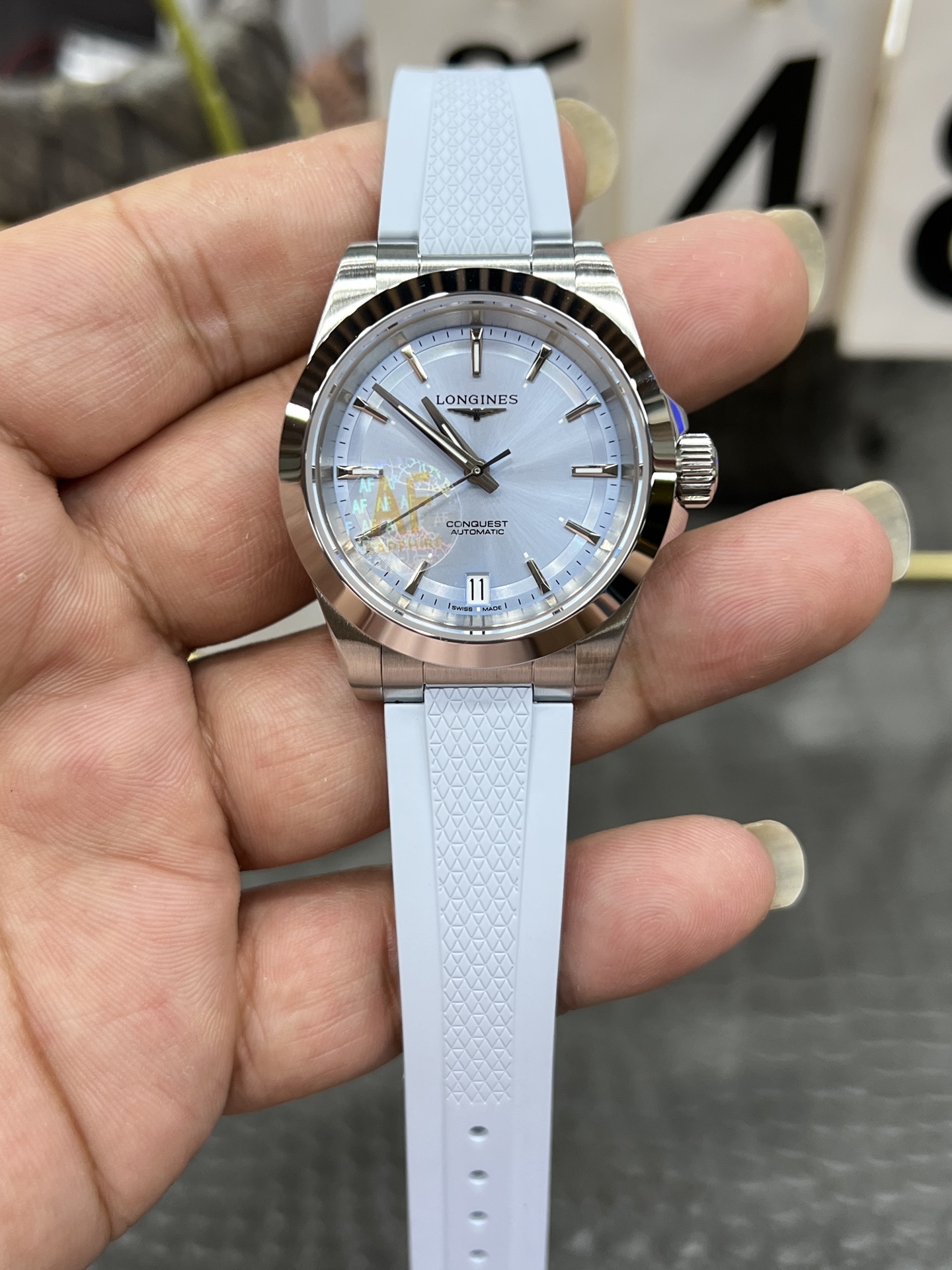 론진 콘퀘스트 34mm 여성 라이트블루 AF공장 시계 레플리카 44482