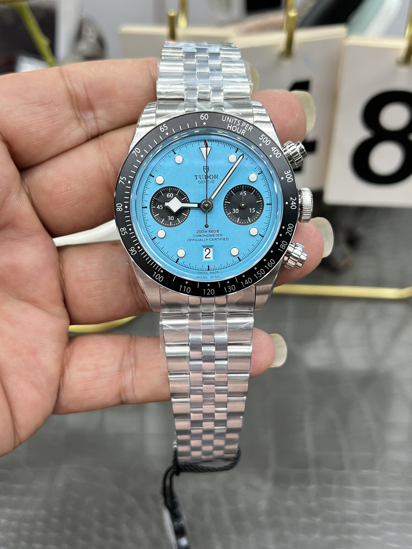 튜더 블랙베이 크로노그래프 딥블루 다이얼 41mm ZF 공장 7750 남성 시계 레플리카 45572