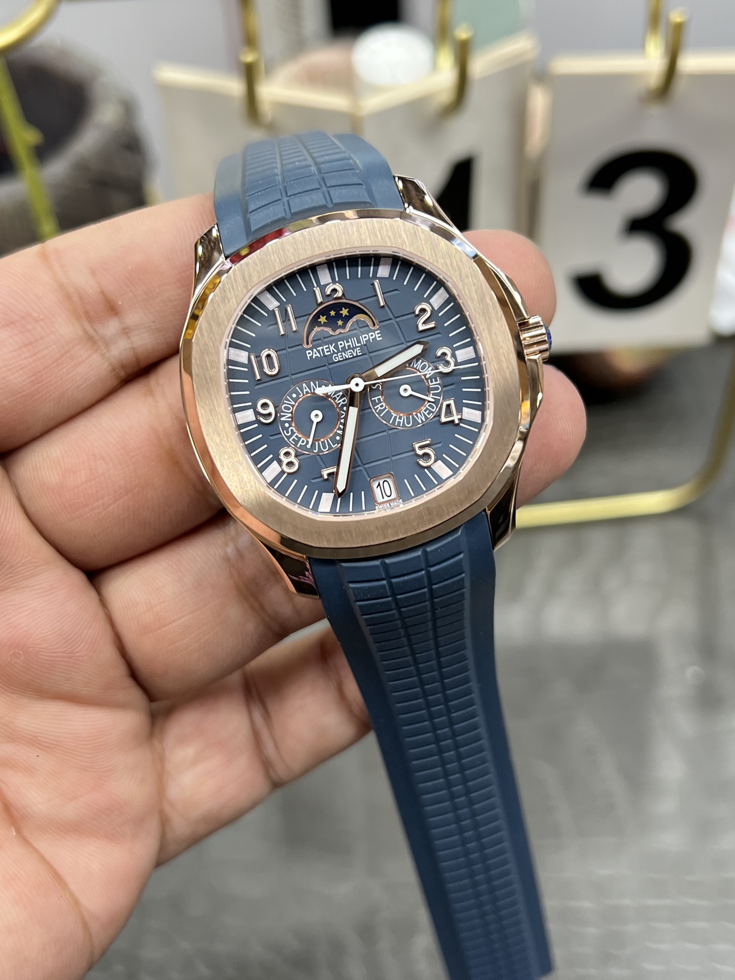 파텍필립 아쿠아넛 5261 R 다이아 자동 블루 다이얼 로즈골드 3 K 공장 레플리카 43970 Patek Philippe 이미지 2