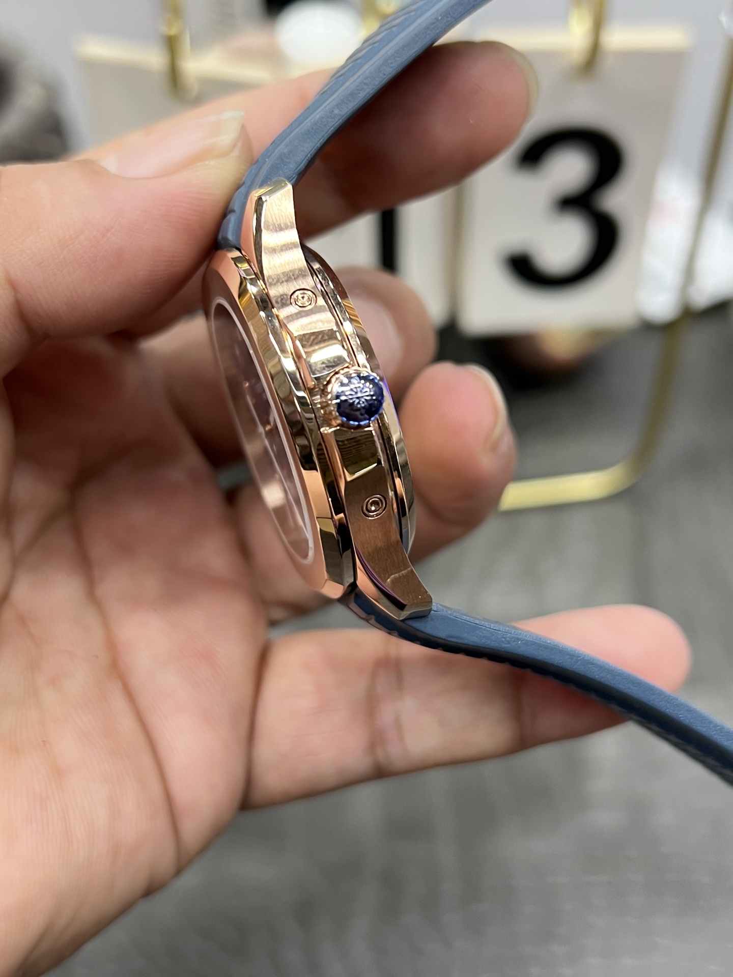 파텍필립 아쿠아넛 5261 R 다이아 자동 블루 다이얼 로즈골드 3 K 공장 레플리카 43970 Patek Philippe 이미지 6