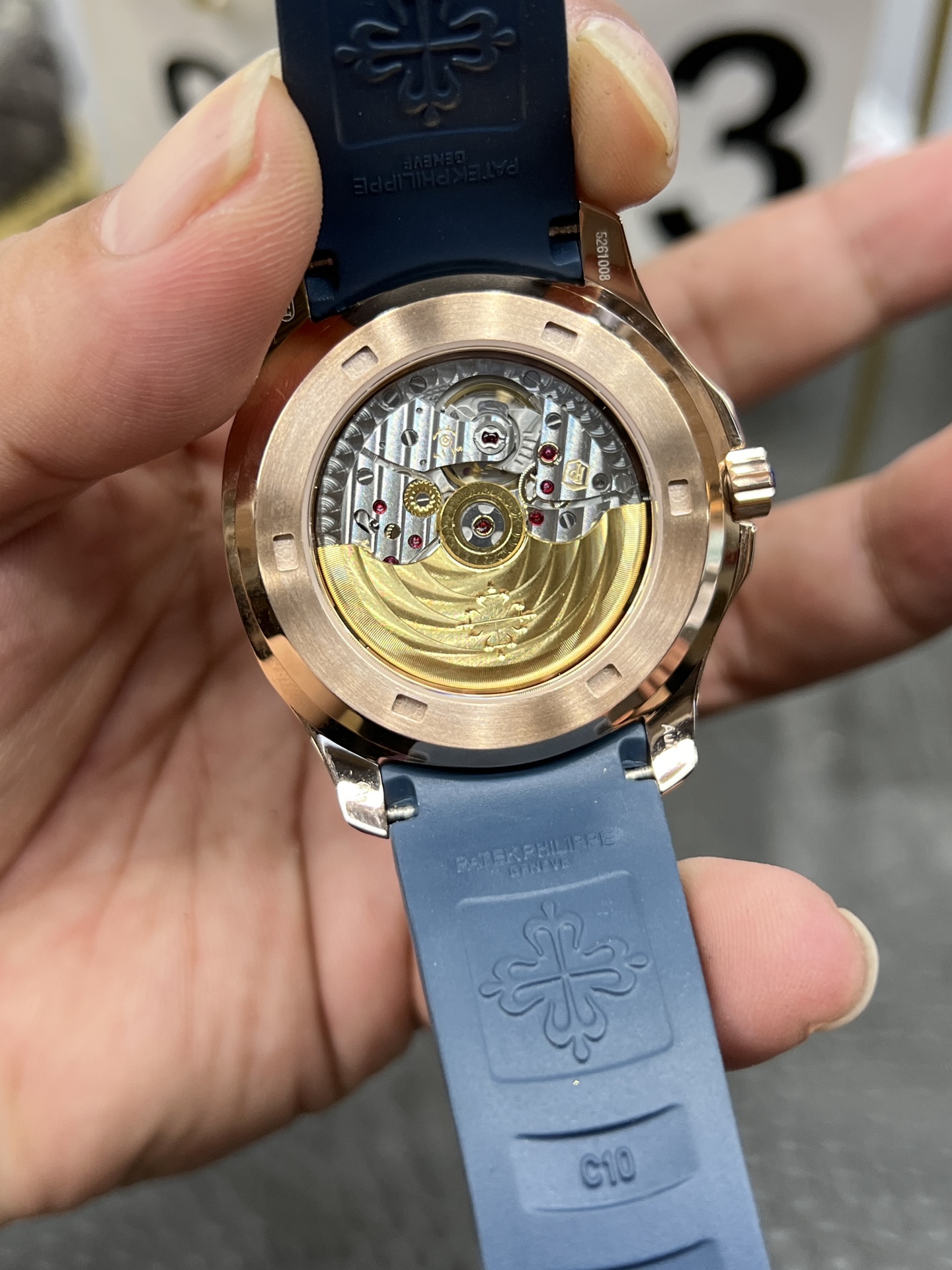 파텍필립 아쿠아넛 5261 R 다이아 자동 블루 다이얼 로즈골드 3 K 공장 레플리카 43970 Patek Philippe 이미지 7