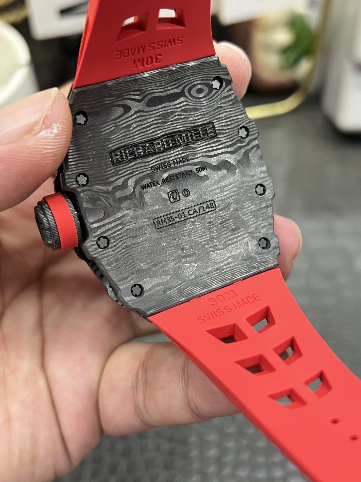 Richard Mille RM35-01 Carbon Fiber Case with Red Rubber Strap 8 i1758395428180 9179 0 6
