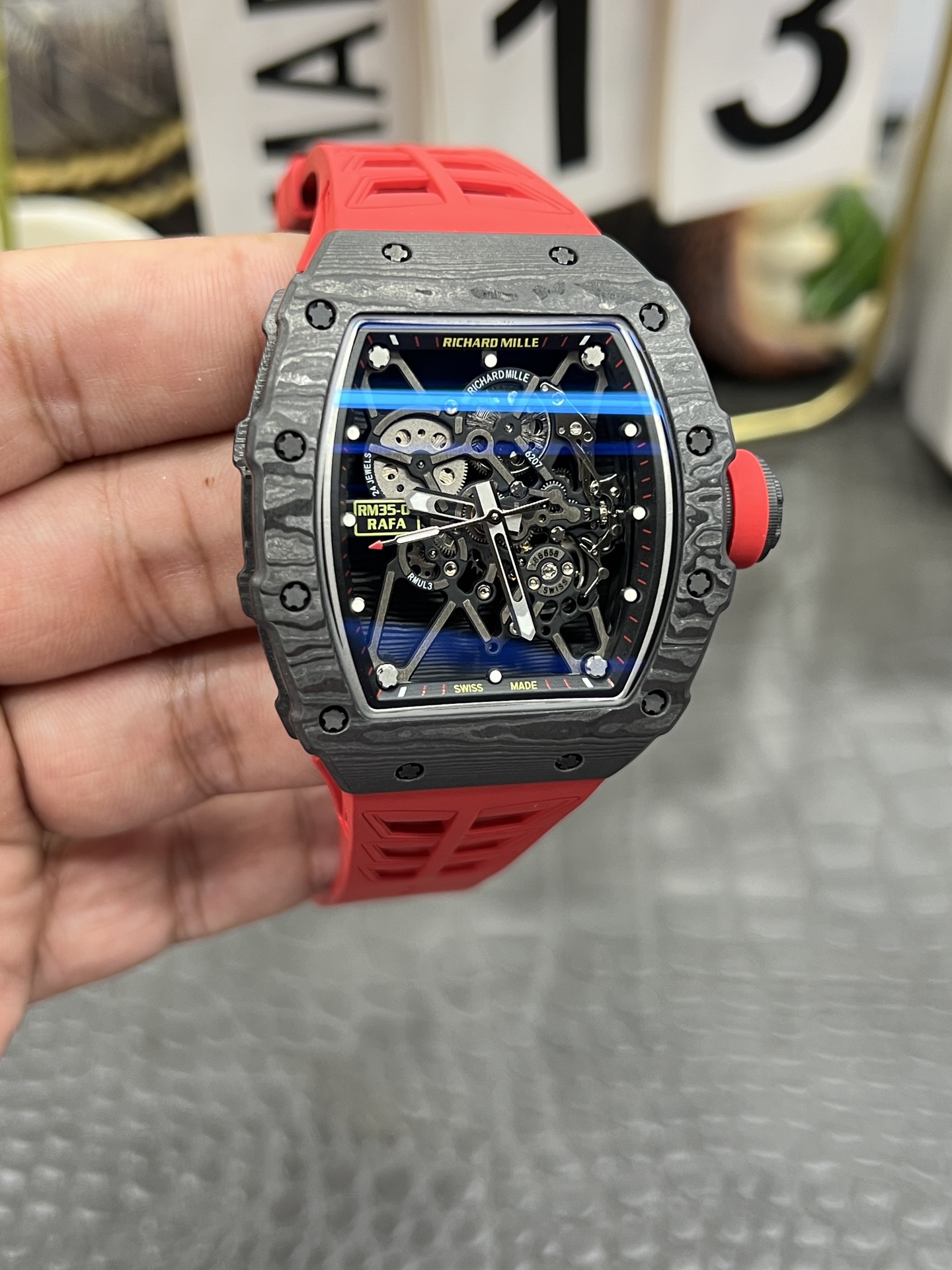 Richard Mille RM35-01 Carbon Fiber Case with Red Rubber Strap 5 i1758395428192 784 0 3