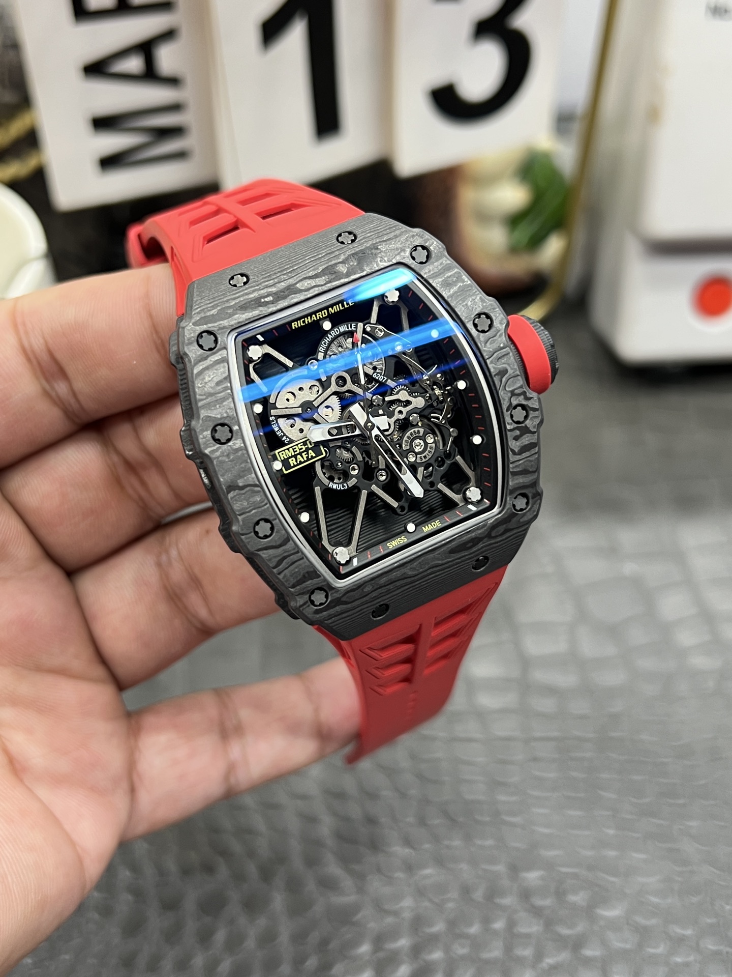Richard Mille RM35-01 Carbon Fiber Case with Red Rubber Strap 10 i1758395429722 1874 0 8