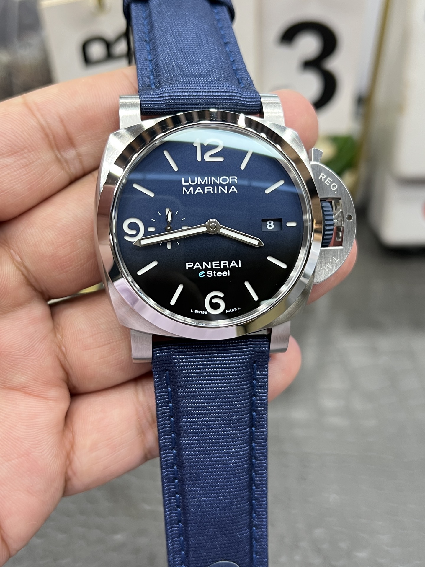 파네라이 PAM1157 블루 다이얼 자동 VS 공장 레플리카 43762 Panerai 이미지 4