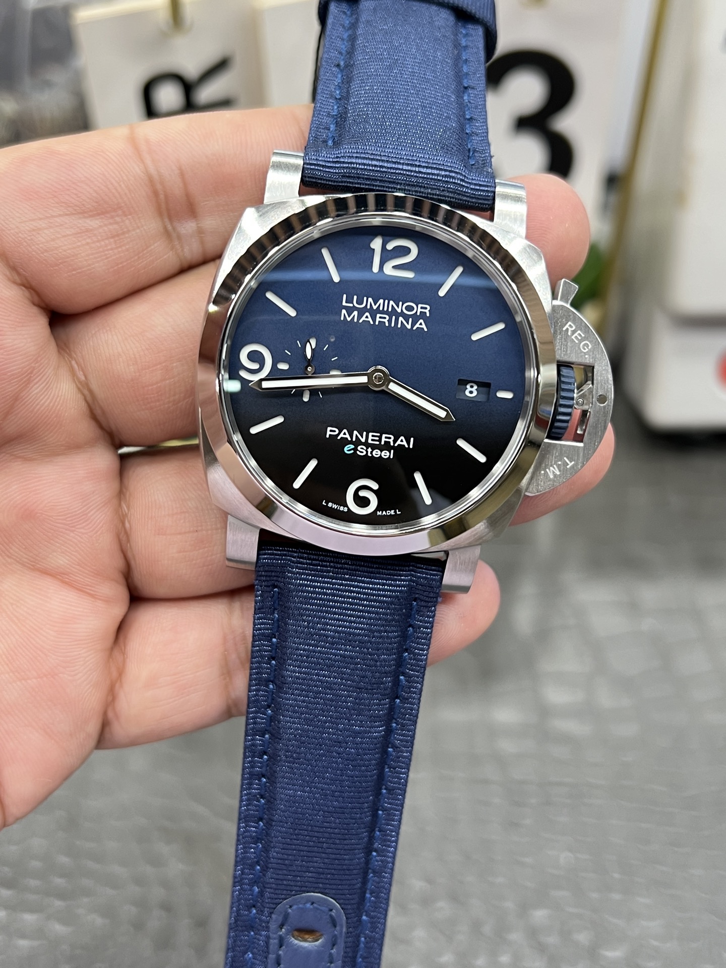 파네라이 PAM1157 블루 다이얼 자동 VS 공장 레플리카 43762 Panerai 이미지 3