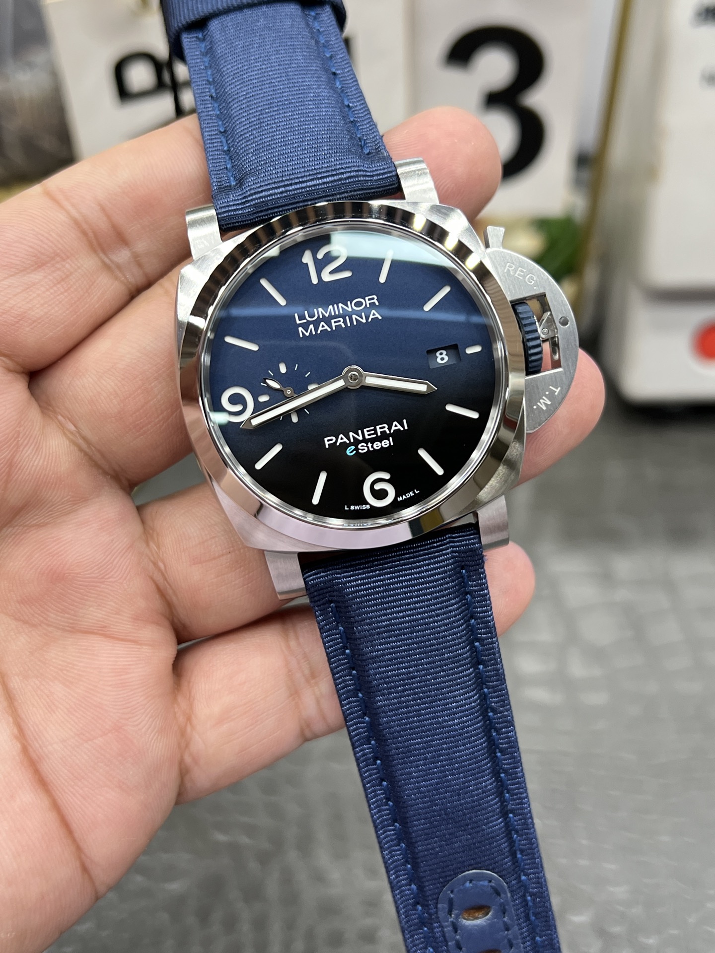 파네라이 PAM1157 블루 다이얼 자동 VS 공장 레플리카 43762 Panerai 이미지 2