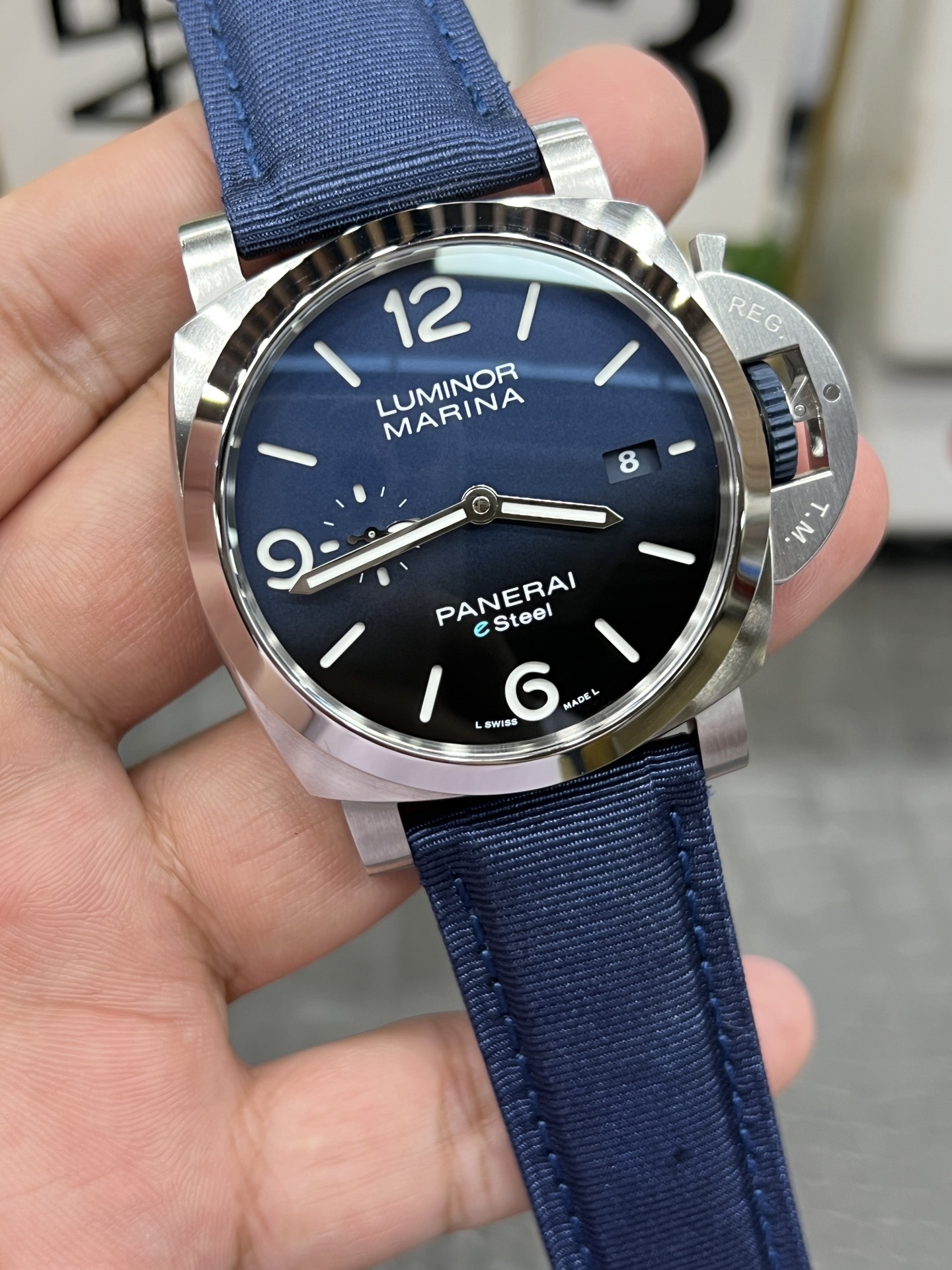 파네라이 PAM1157 블루 다이얼 자동 VS 공장 레플리카 43762 Panerai 이미지 5