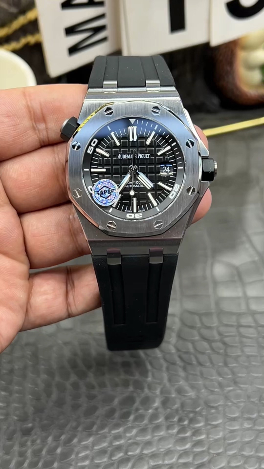 Audemars Piguet Royal Oak 15710 Automatic Black Dial Rubber Strap Watch